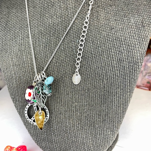 Claire's Silver peace ☮️ Necklace with Multicolor Charms - Picture 3 of 3